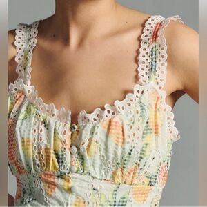 Anthropologie citrus Floral Eyelet Lace Dress | size s NWT